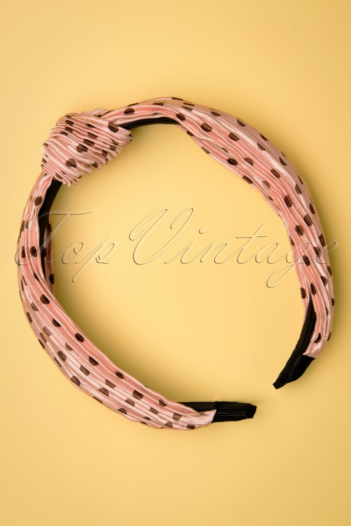 Banned Retro - Wanita Polka Dot-haarband in roze 3
