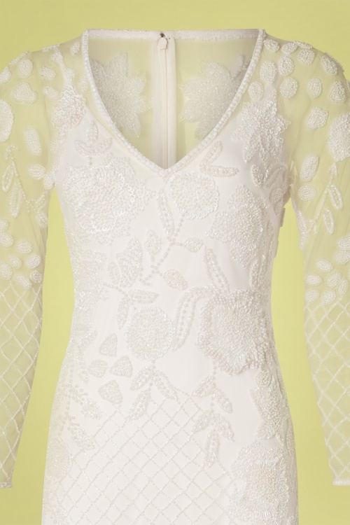 GatsbyLady - Polly Sequin Maxi Dress Années 20 en Blanc 4