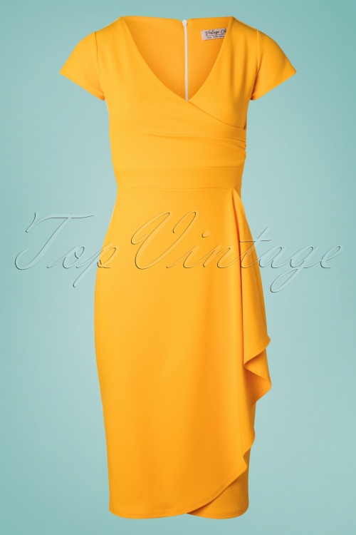 Vintage Chic for Topvintage - 50s Crystal Pencil Dress in Honey Yellow 2