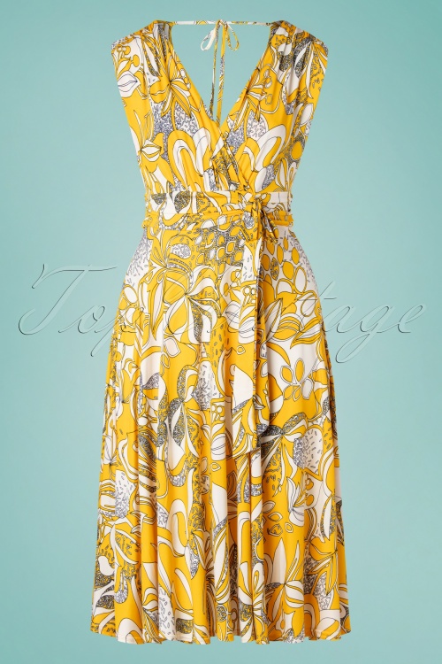 Vintage Chic for Topvintage - Jane Swing Dress Années 50 en Jaune et Blanc 2