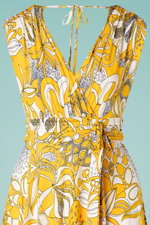 Vintage Chic for Topvintage - Jane swingjurk in geel en wit 3