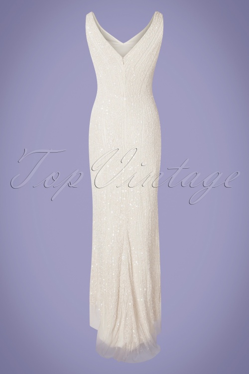 GatsbyLady - Sophie Sequin Maxi Dress Années 20 en Blanc 3