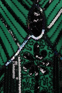 Unique Vintage - Veronique Fringe Flapper Dress Années 20 en Vert Métallisé 6