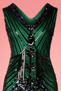 Unique Vintage - 20s Veronique Fringe Flapper Dress in Metallic Green 5