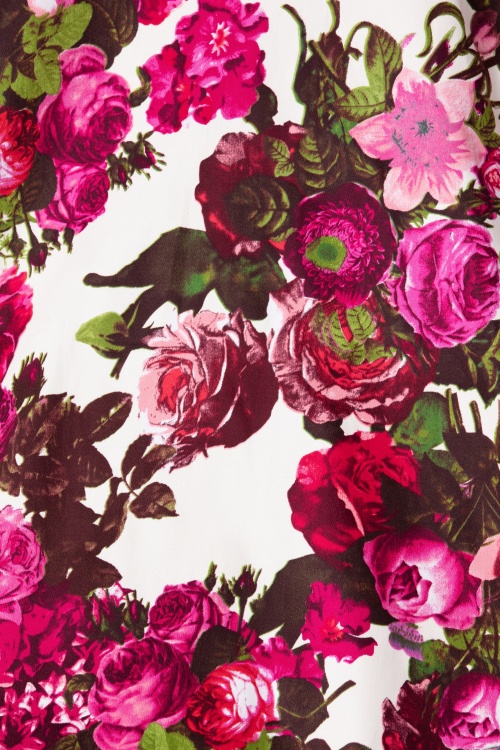 Hearts & Roses - Audrey Floral Swing Dress Années 50 en Crème 6
