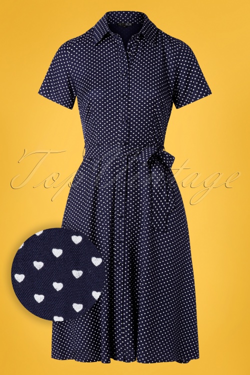 Pretty Vacant - Debbie Hearts-jurk in marineblauw 2