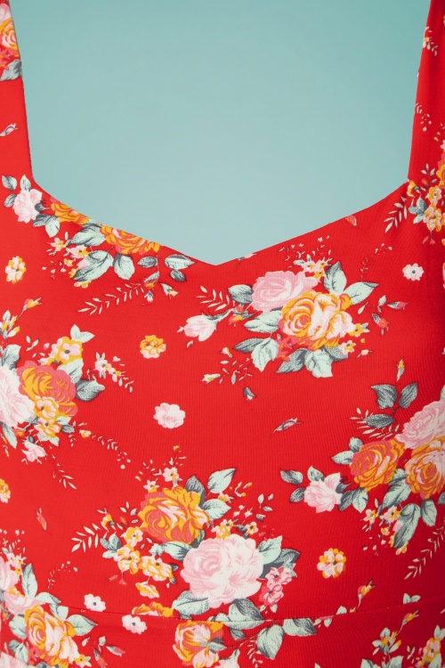 Topvintage Boutique Collection - 50s The Frances Floral Dress in Red 3