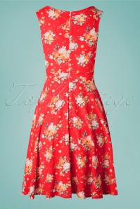 Topvintage Boutique Collection - 50s The Frances Floral Dress in Red 4