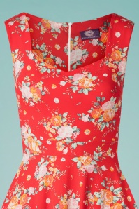 Topvintage Boutique Collection - The Frances Floral Dress Années 50 en Rouge 2