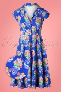 Vintage Chic for Topvintage - Sheni pencil jurk in marineblauw