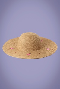 Vixen - 50s Flamingo Floppy Sun Hat in Beige 3