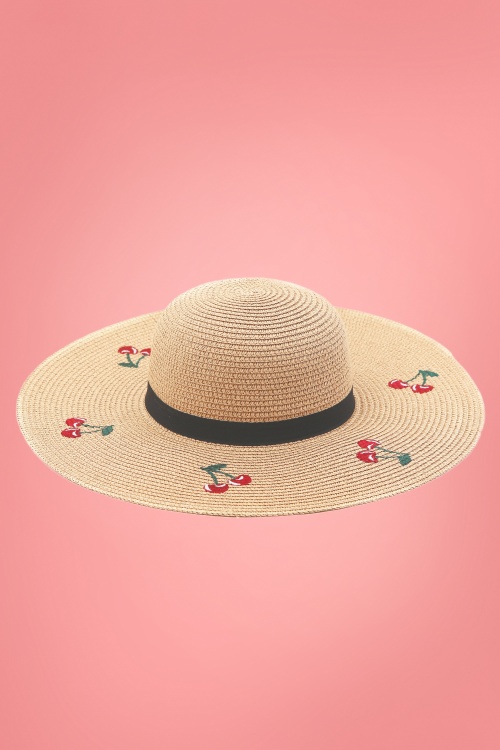 Vixen - 50s Cherry Floppy Sun Hat in Brown 3