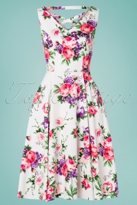 Hearts & Roses - 50s Molly Rose Swing Dress in White 3