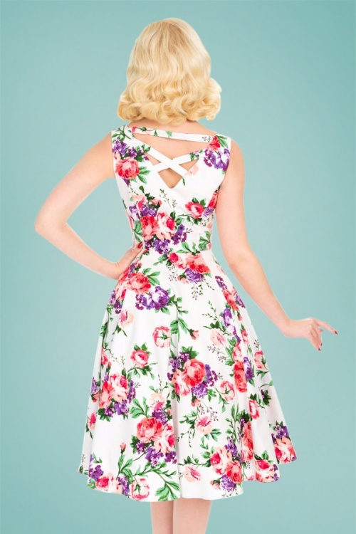Hearts & Roses - 50s Molly Rose Swing Dress in White 2