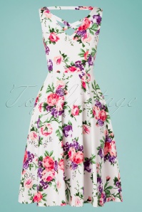 Hearts & Roses - 50s Molly Rose Swing Dress in White 6