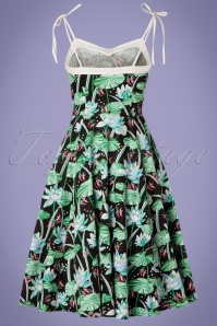 Hearts & Roses - 50s Glorious Tropical Swing Dress in Black 6