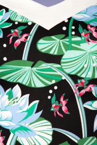 Hearts & Roses - 50s Glorious Tropical Swing Dress in Black 5