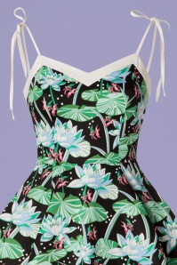 Hearts & Roses - 50s Glorious Tropical Swing Dress in Black 4