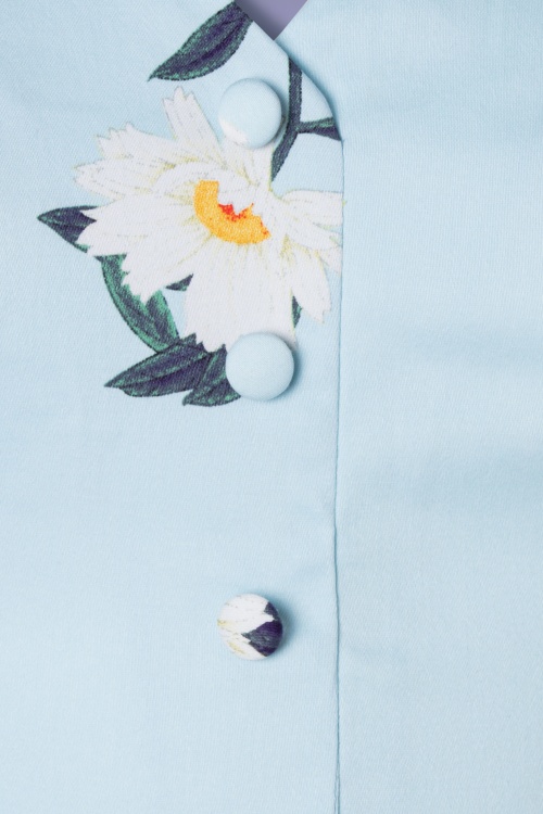 Hearts & Roses - Daisy Wiggle Kleid in Vintage Blau 3