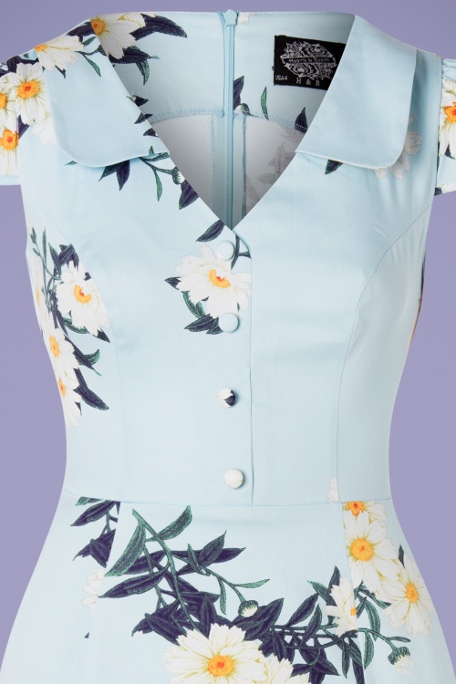 Hearts & Roses - Daisy Wiggle Dress Années 50 en Bleu Vintage 2