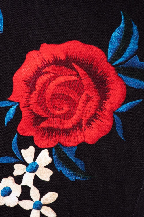 Hearts & Roses - Sylvia Floral Wiggle Dress Années 50 en Noir 3