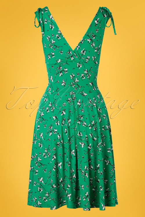 Vintage Chic for Topvintage - Griekse bloemenjurk in smaragdgroen 3