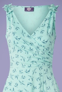Topvintage Boutique Collection - De Janice Swallow-jurk in mint en marineblauw 4