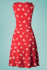 Topvintage Boutique Collection - 50s The Janice Butterfly Dress in Red and White 2