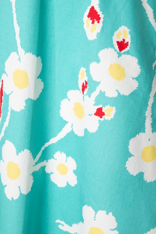 Hearts & Roses - 50s Fifi Floral Playsuit in Turquoise 4