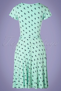 Topvintage Boutique Collection - The Frieda Cat Dress Années 50 en Menthe et Bleu Marine 5