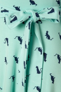 Topvintage Boutique Collection - De Frieda Cat-jurk in mint en marineblauw 4