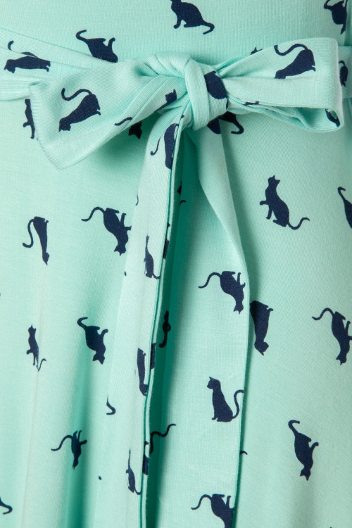 Topvintage Boutique Collection - The Frieda Cat Dress Années 50 en Menthe et Bleu Marine 4