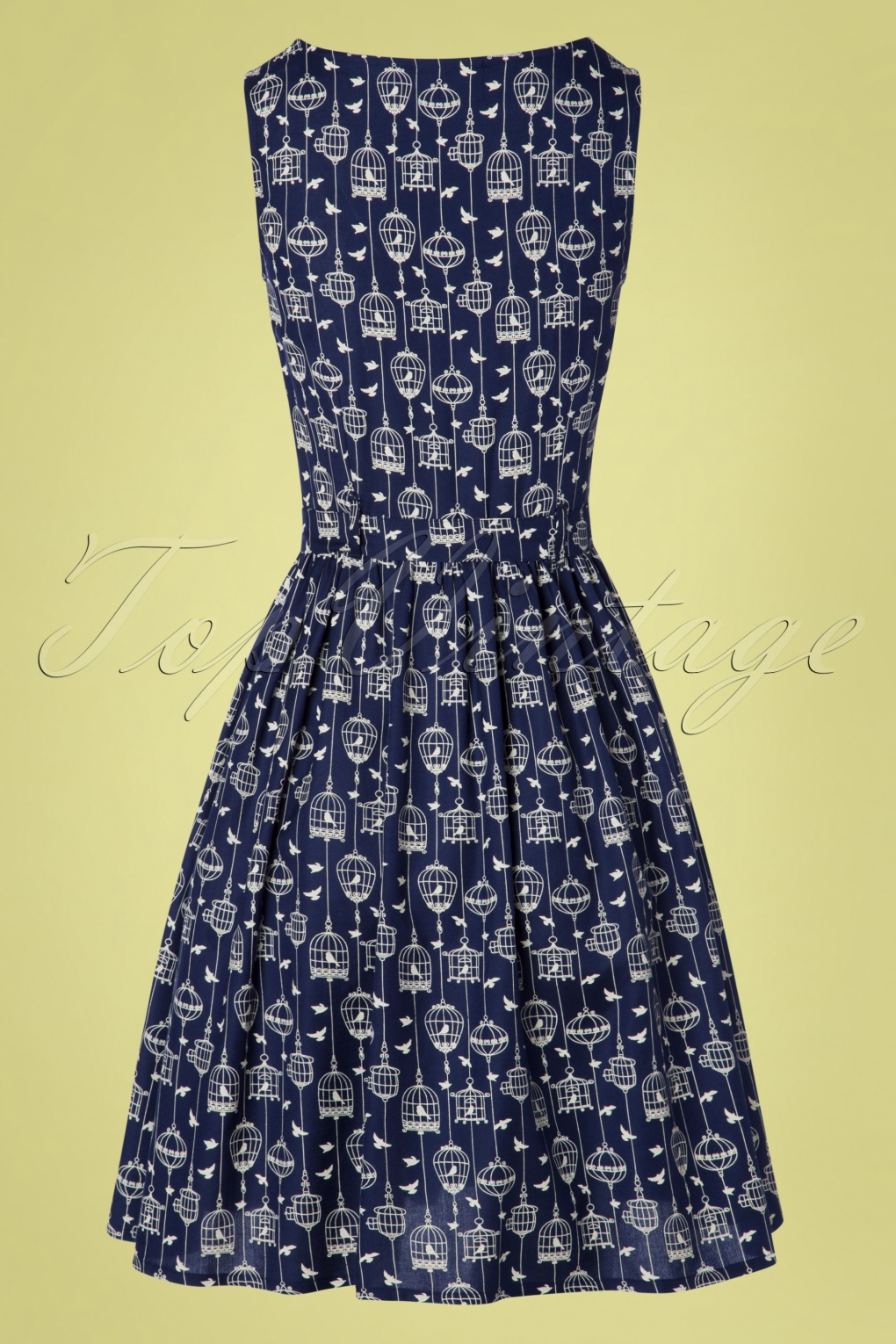 50s Birdcage Swing Dress in Navy