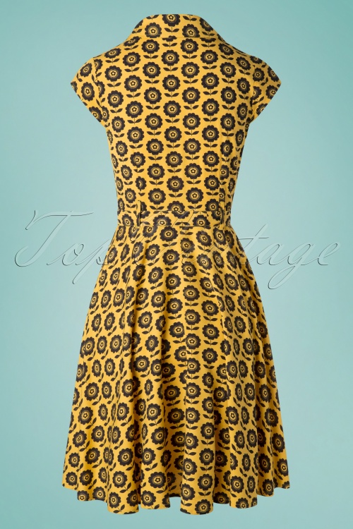 Circus - 60s Penny Flower Dress in Mustard Yellow 3
