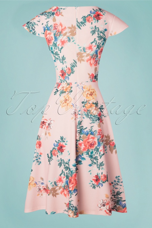 Vintage Chic for Topvintage - Bianca Bouquet Swing Dress Années 50 en Rose 4