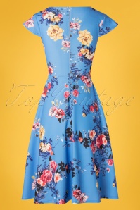 Vintage Chic for Topvintage - Bianca Bouquet swingjurk in blauw 3