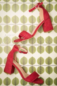  - Fabs Suedine Sandalettes Années 60 en Rouge