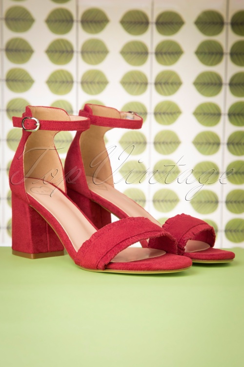  - 60s Fabs Suedine Sandalettes in Red 5