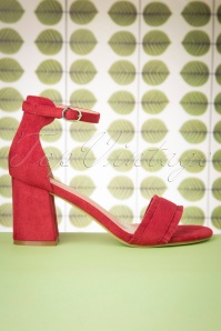 - 60s Fabs Suedine Sandalettes in Red 4