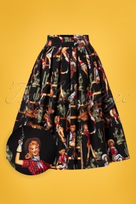 Banned Retro - 50s Cowgirl Pleated Swing Skirt in Black