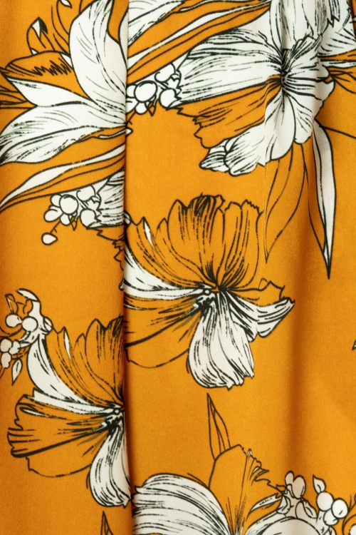 Vixen - Stephanie Palazzo-broek met bloemen in mosterd 3