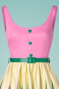 Vixen - Sabrina Swing-Kleid mit Wassermelonenbordüre in Rosa 2
