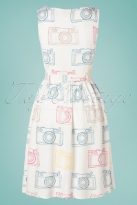 Circus - 60s Photo Swing Dress in Ivory 3