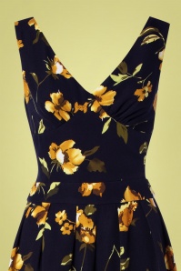 Vixen - 70s Andrea Floral Flared Jumpsuit in Navy 2