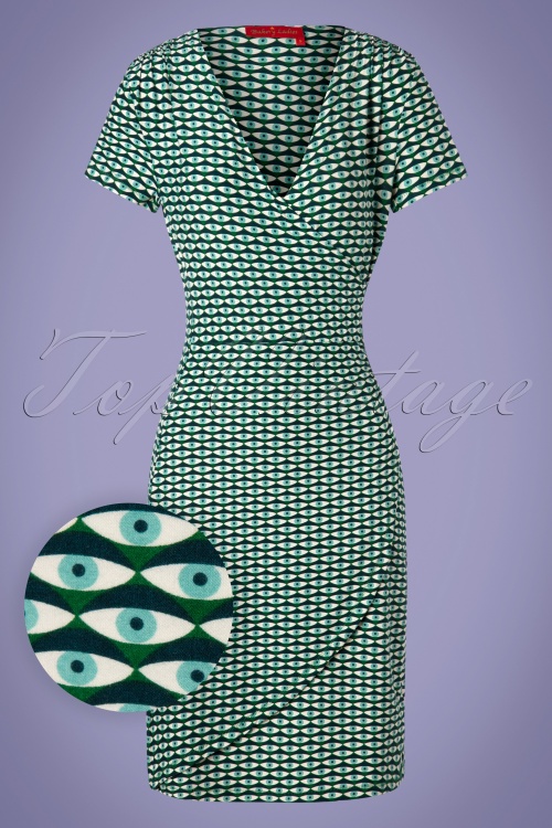 Bakery Ladies - Eye Wrap Dress Années 50 en Vert Bouteille