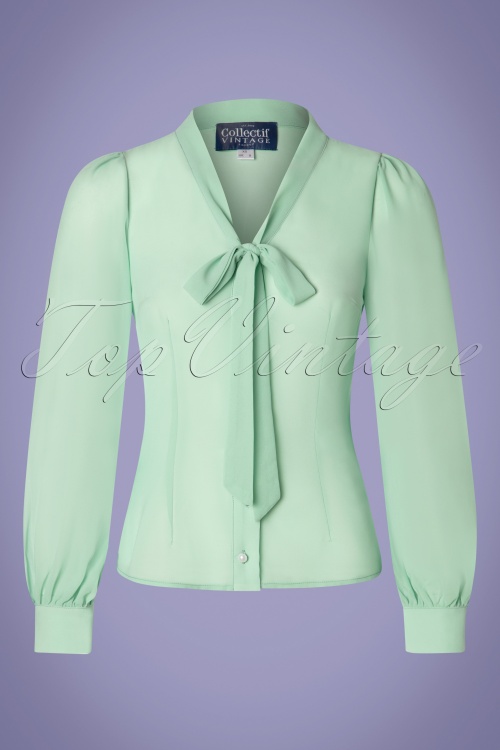 Collectif Clothing - 40s Luiza Blouse in Light Green