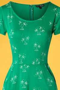 Pretty Vacant - 60s Gloria Palm Dress in Palm Trees Green 4