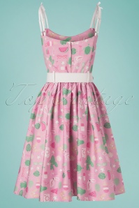 Collectif Clothing - Jade Sommer-Flamingo-Swing-Kleid in Pink 5