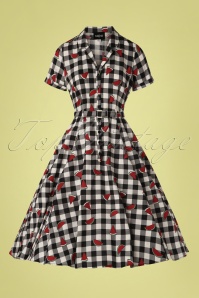 Collectif Clothing - 50s Caterina Watermelon Swing Dress in Black and White 4