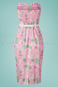 Collectif Clothing - 50s Monica Summer Flamingo Pencil Dress in Pink 4